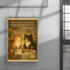 Shakespeare quote true love two cats romantic dinner poster 4