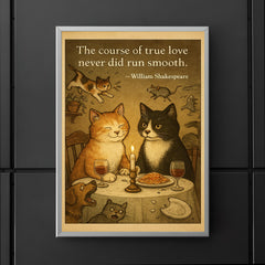 Shakespeare quote true love two cats romantic dinner poster 5
