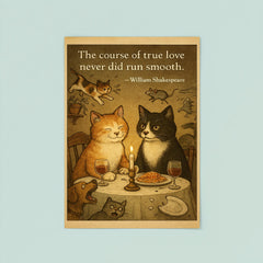 Shakespeare quote true love two cats romantic dinner poster 8