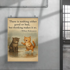 shakespeare quote two cats rainy day one sad one happy inspiring poster poster 4