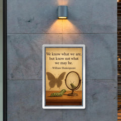 shakespeare quote we know what we are caterpillar looking in mirror poster 2