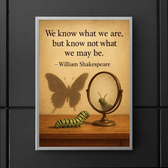 shakespeare quote we know what we are caterpillar looking in mirror poster 5