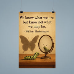 shakespeare quote we know what we are caterpillar looking in mirror poster 9