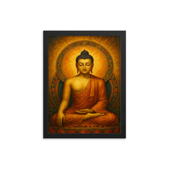 Shakyamuni Buddha framed print on a plain backdrop in size 12"x16".