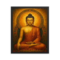 Shakyamuni Buddha framed print on a plain backdrop in size 16"x20".
