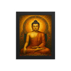 Shakyamuni Buddha framed print on a plain backdrop in size 8"x10".