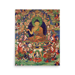 Shakyamuni Buddha poster on a plain backdrop in size 16"x20".