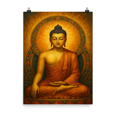 Shakyamuni Buddha poster on a plain backdrop in size 8"x10".