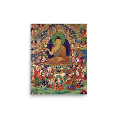 Shakyamuni Buddha poster on a plain backdrop in size 8"x10".