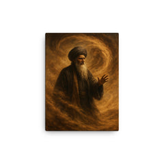 Shams Tabrizi and whirling dust storm canvas print on a plain backdrop in size 12"x16".