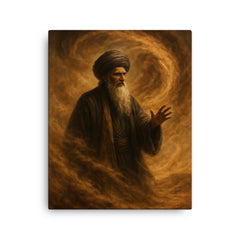 Shams Tabrizi and whirling dust storm canvas print on a plain backdrop in size 16"x20".