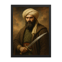 Sheikh Mansur framed print on a plain backdrop in size 18"x24".
