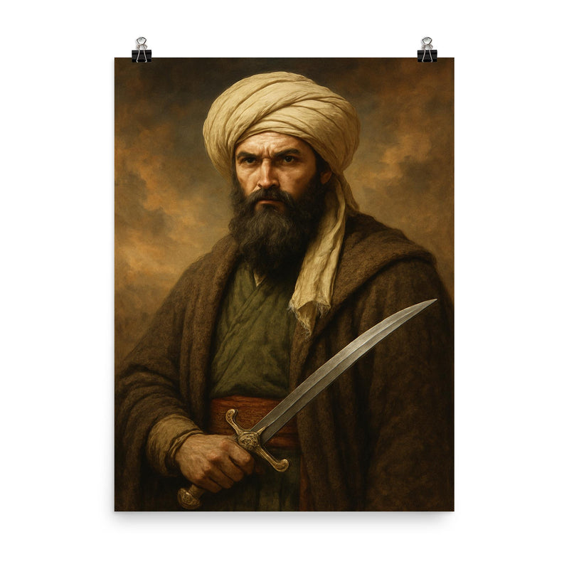 Sheikh Mansur poster on a plain backdrop in size 8