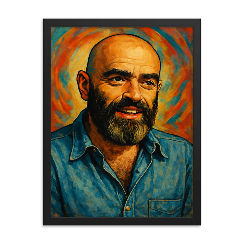 Shel Silverstein framed print on a plain backdrop in size 18