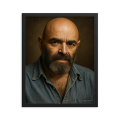 Shel Silverstein portrait framed print on a plain backdrop in size 16"x20".