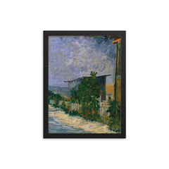 Shelter on Montmartre by Vincent van Gogh framed print on a plain backdrop in size 12"x16".