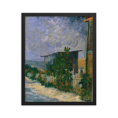 Shelter on Montmartre by Vincent van Gogh framed print on a plain backdrop in size 16"x20".