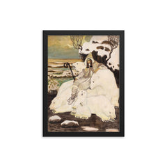 Shepherdess of the Polar Bears by Zofia Plewińska-Smidowiczowa, 1918 framed print on a plain backdrop in size 12"x16".