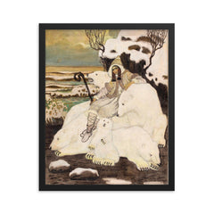 Shepherdess of the Polar Bears by Zofia Plewińska-Smidowiczowa, 1918 framed print on a plain backdrop in size 16"x20".