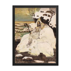 Shepherdess of the Polar Bears by Zofia Plewińska-Smidowiczowa, 1918 framed print on a plain backdrop in size 18"x24".