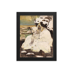 Shepherdess of the Polar Bears by Zofia Plewińska-Smidowiczowa, 1918 framed print on a plain backdrop in size 8"x10".