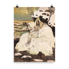 Shepherdess of the Polar Bears by Zofia Plewińska-Smidowiczowa, 1918 poster on a plain backdrop in size 8"x10".