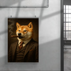 Shiba Inu smoking a cigar in a tailored three piece suit and monocle poster 4