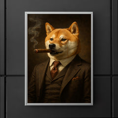 Shiba Inu smoking a cigar in a tailored three piece suit and monocle poster 5