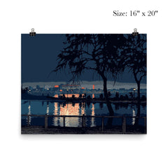 Shinobazu Pond at Night by Kawase Hasui, 1932 poster 2