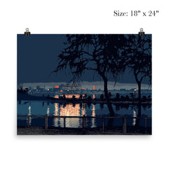 Shinobazu Pond at Night by Kawase Hasui, 1932 poster 5