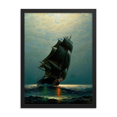 Ship in the Night by James Gale Tyler, 1870 framed print on a plain backdrop in size 18"x24".