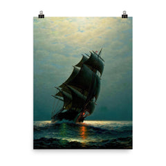 Ship in the Night by James Gale Tyler, 1870 poster on a plain backdrop in size 8"x10".