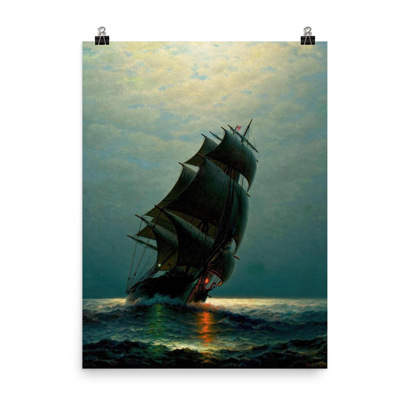 Ship in the Night by James Gale Tyler, 1870 poster on a plain backdrop in size 8