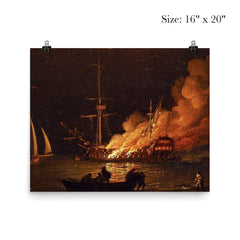 Ship on Fire at Night by Charles Brooking, c. 1756 poster 2