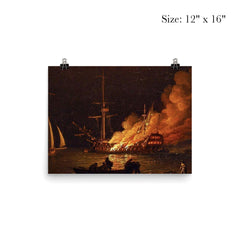 Ship on Fire at Night by Charles Brooking, c. 1756 poster 3