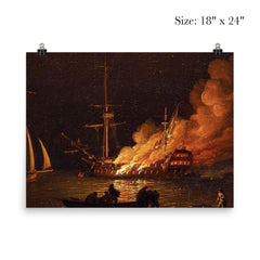 Ship on Fire at Night by Charles Brooking, c. 1756 poster 5
