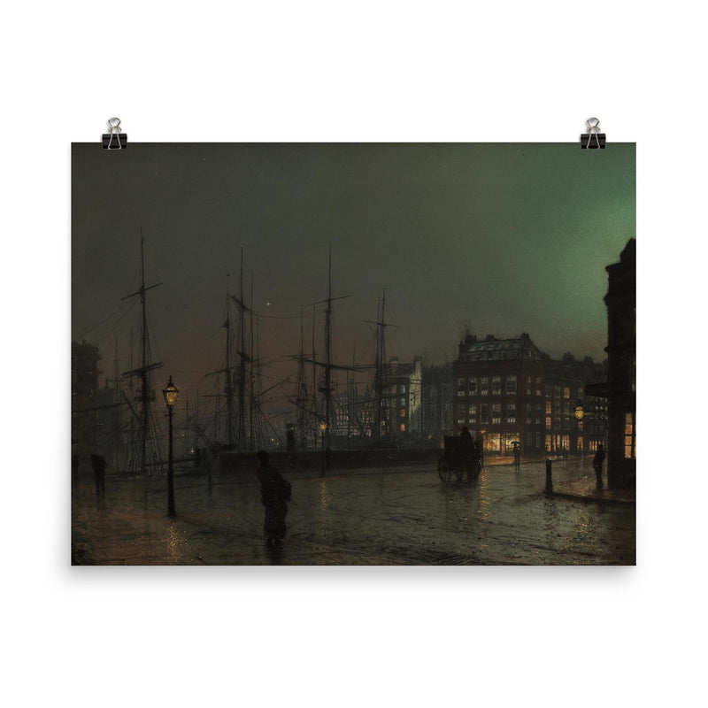 Shipping Scene at Night by John Atkinson Grimshaw, 1882 poster on a plain backdrop in size 8