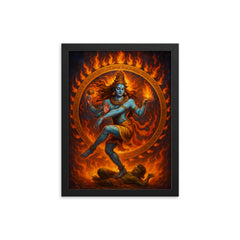 Shiva Nataraja framed print on a plain backdrop in size 12"x16".