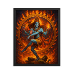 Shiva Nataraja framed print on a plain backdrop in size 16"x20".