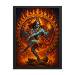 Shiva Nataraja framed print on a plain backdrop in size 18"x24".