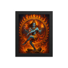 Shiva Nataraja framed print on a plain backdrop in size 8"x10".