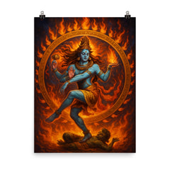 Shiva Nataraja poster on a plain backdrop in size 8"x10".