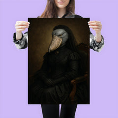 Shoebill stork enthroned in Victorian mourning attire poster 3