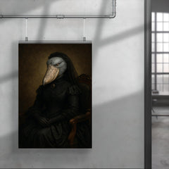 Shoebill stork enthroned in Victorian mourning attire poster 4
