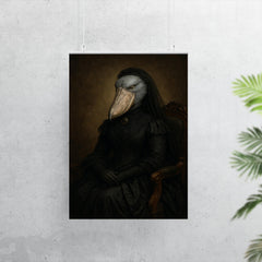 Shoebill stork enthroned in Victorian mourning attire poster 7