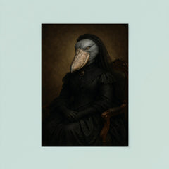 Shoebill stork enthroned in Victorian mourning attire poster 8