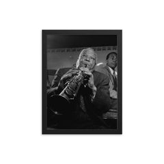 Sidney Bechet framed print on a plain backdrop in size 12"x16".