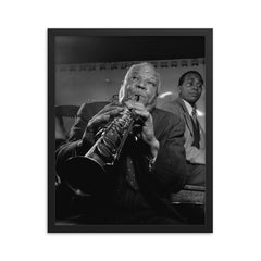 Sidney Bechet framed print on a plain backdrop in size 16"x20".