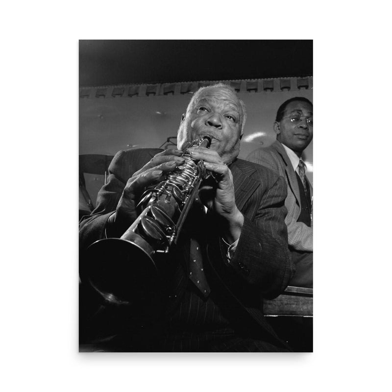 Sidney Bechet poster on a plain backdrop in size 18