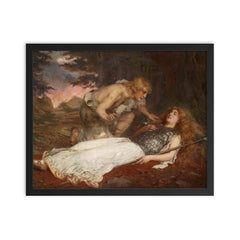 Siegfried and Brunnhilde by Charles Ernest Butler, 1909 framed print on a plain backdrop in size 16"x20".